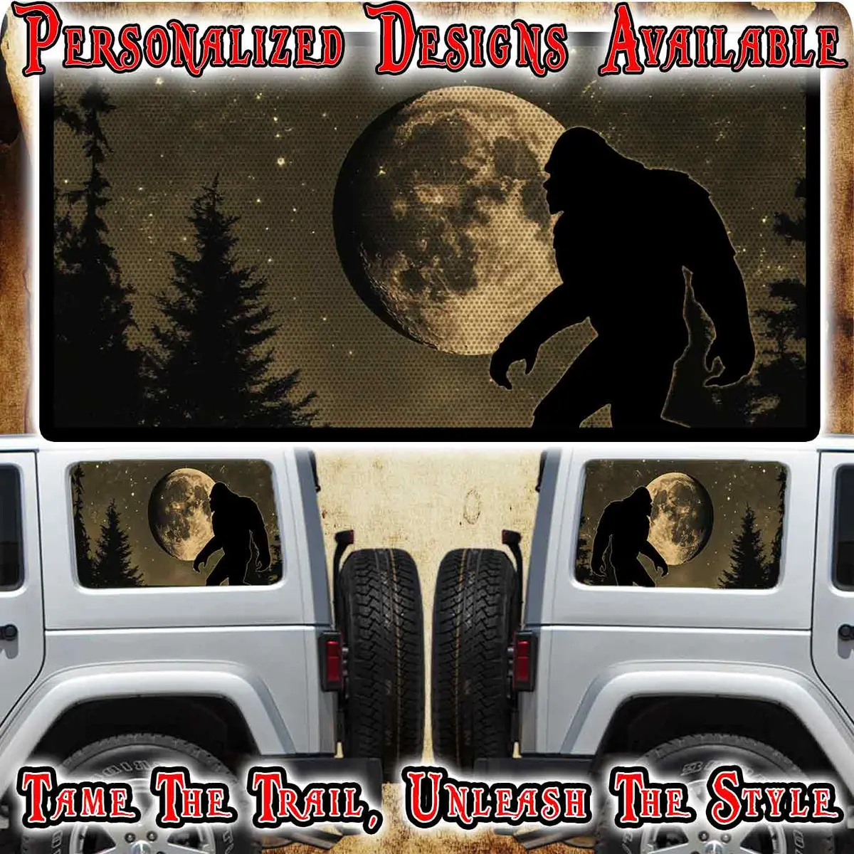 Bigfoot Rear Quarter Window See Through Graphic. 1