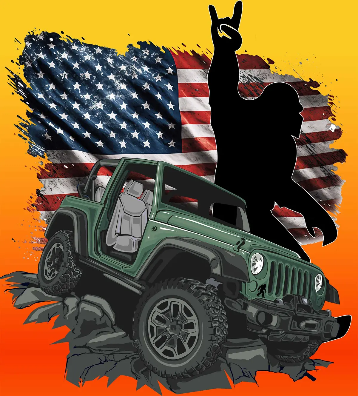 Bigfoot With Flag Digitial Download 1