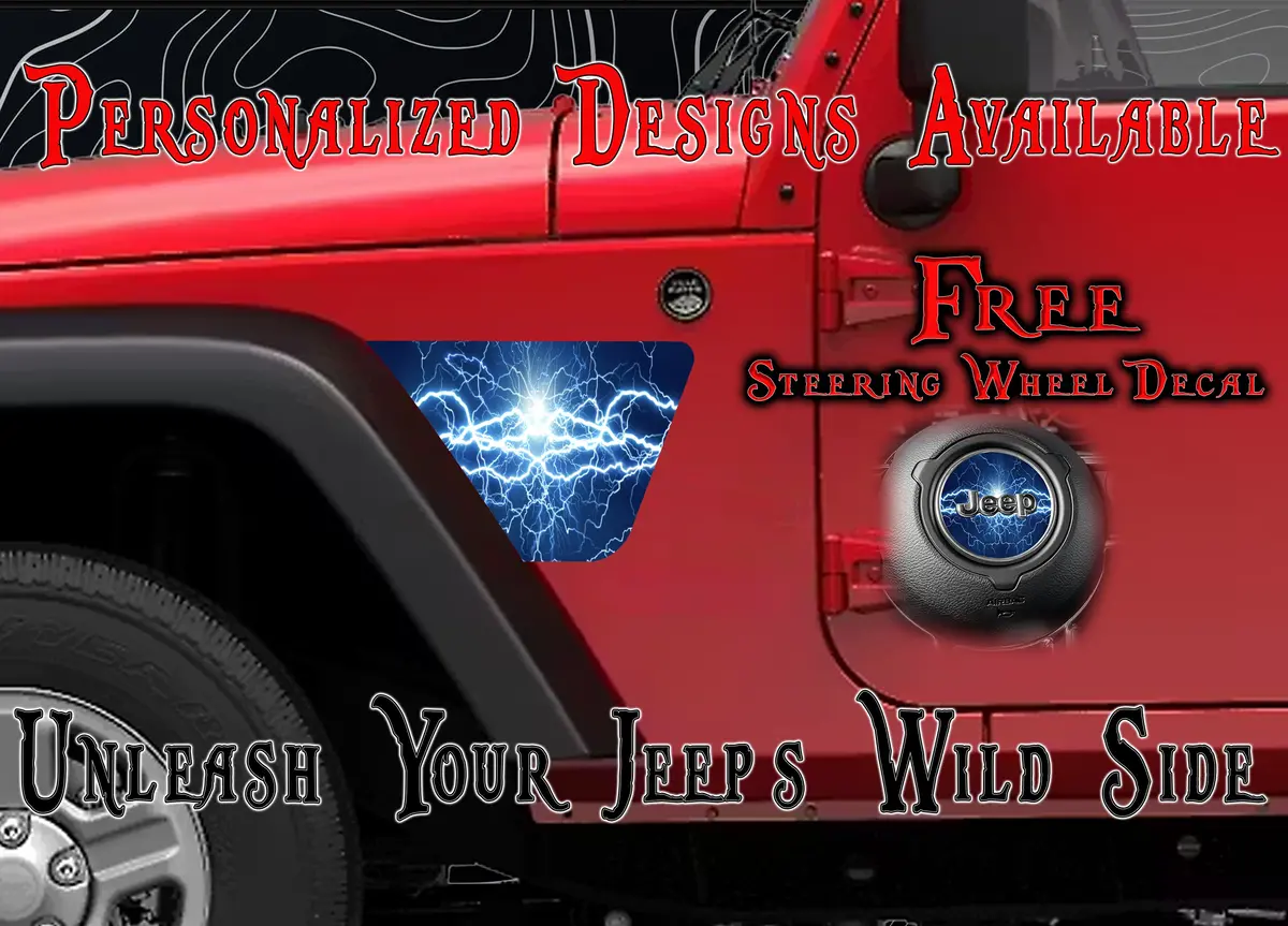 Blue Lightingjk Fender Decals Fits 2007-2018 1