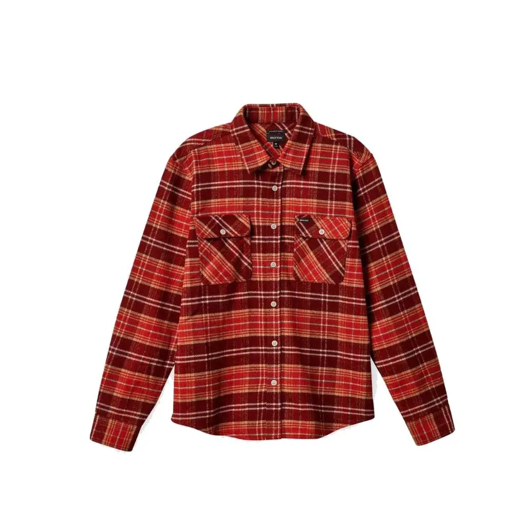Brixton Bowery L/S Flannel - Island Berry/Aloha Red/Sand 1