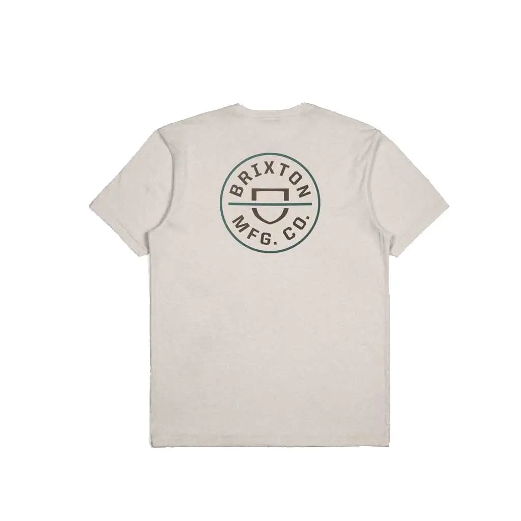 Brixton Crest Ii S/S T-Shirt - Cream/Dark Earth/Spruce 1