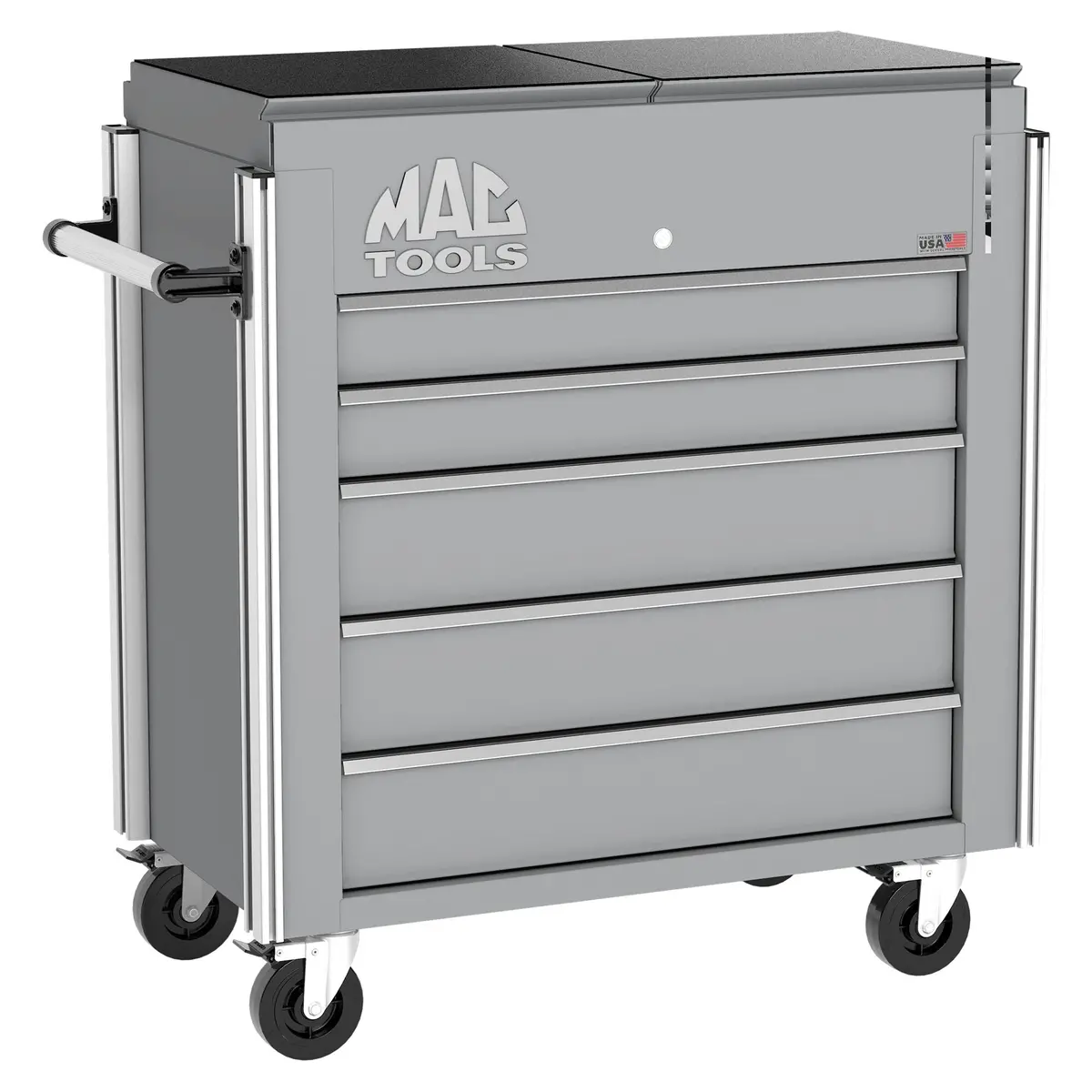 5-Drawer Utility Cart W/ Split Sliding Lid - Mica Gray 1