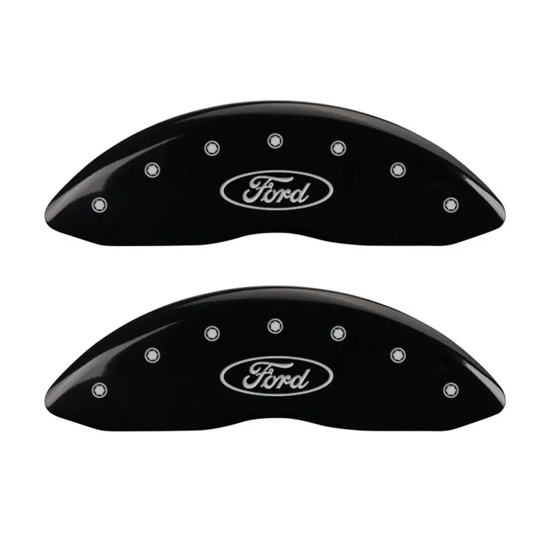Mgp Engraved 4-Piston Caliper Covers – Oval Ford Logo Design, Matte Black With Silver Accent 1