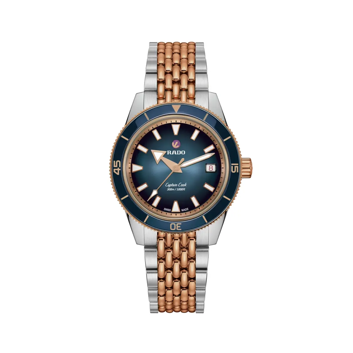 Captain Cook Automatic Bi-Color Rose Gold And Steel 39Mm - Blue On Bracelet 1