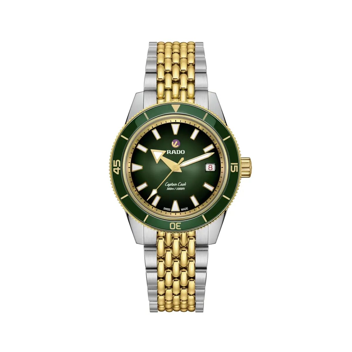 Captain Cook Automatic Bi-Color Yellow Gold And Steel 39Mm - Green On Bracelet 1