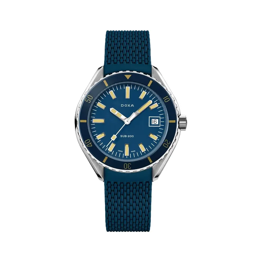 Sub 200 Caribbean Sapphire Inlay Bezel 42Mm - Blue On Rubber Strap 1