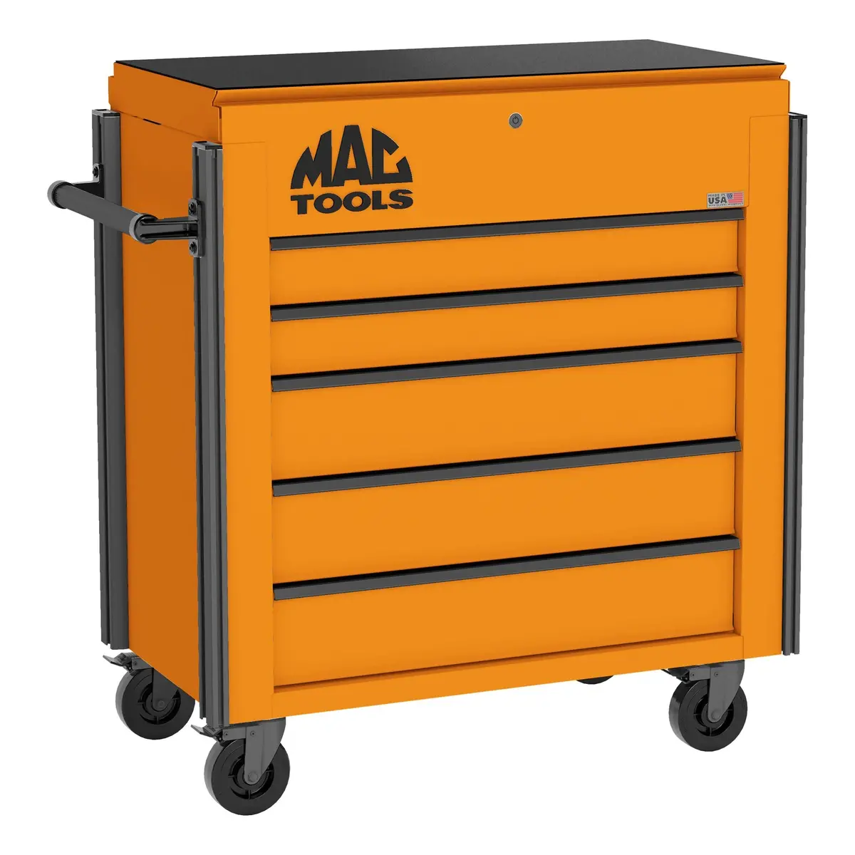 5-Drawer Utility Cart W/ Full Lid - Fireball Orange 1