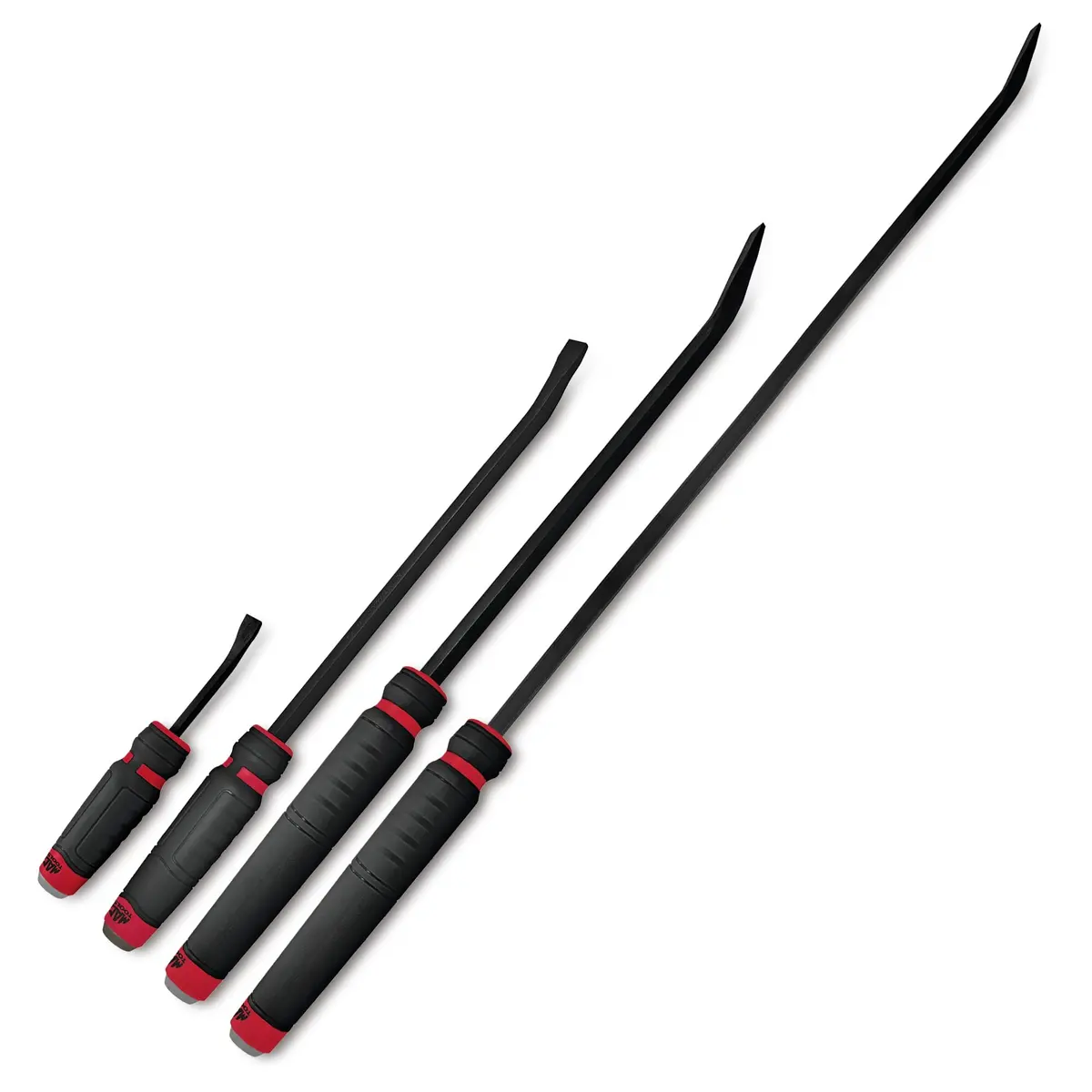 4-Pc. Capped Comfort-Handle Curved-Head Pry Bar Set – Red 1