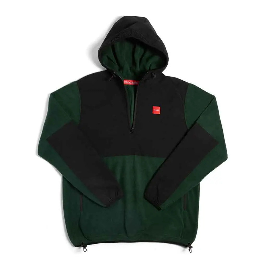 Chocolate Hooded Polar Fleece - Black/Green 1