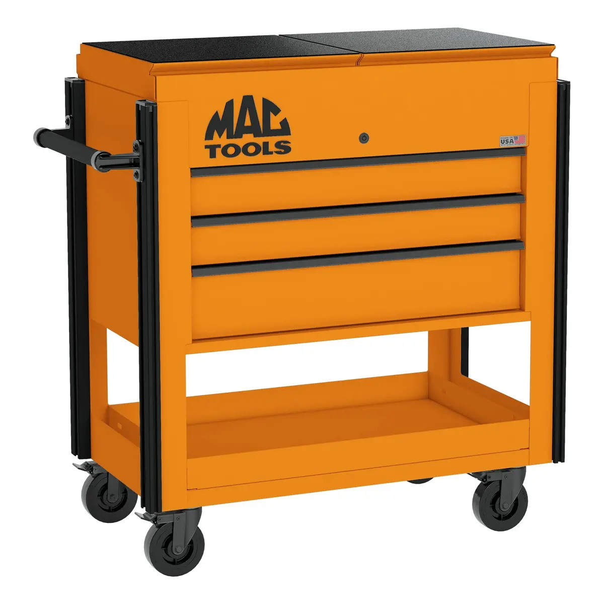 3-Drawer Utility Cart W/ Split Sliding Lid - Fireball Orange 1
