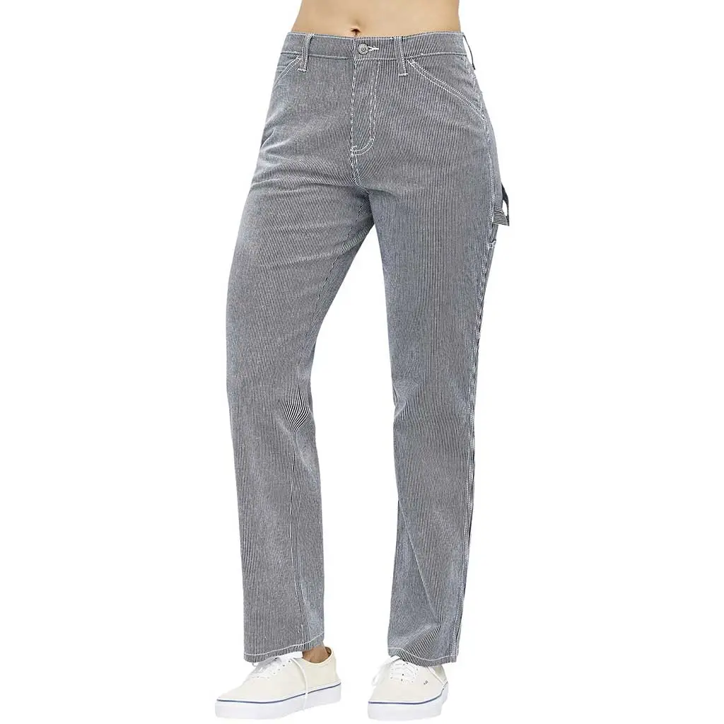 Dickies Women's Carpenter Pants - Navy White Stripes 1
