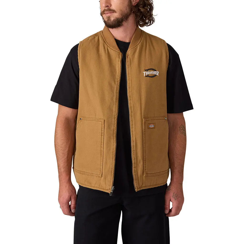 Dickies X Thrasher Lined Vest - Brown Duck 1