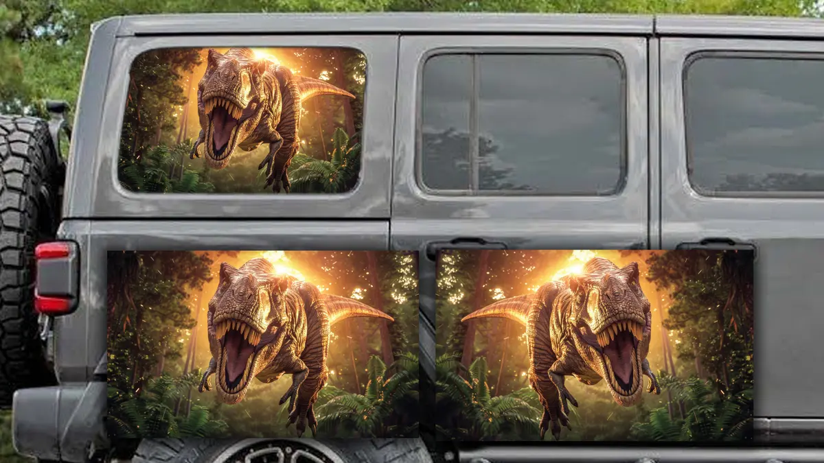 Dino Rear Quarter Window See Through Graphic. 1