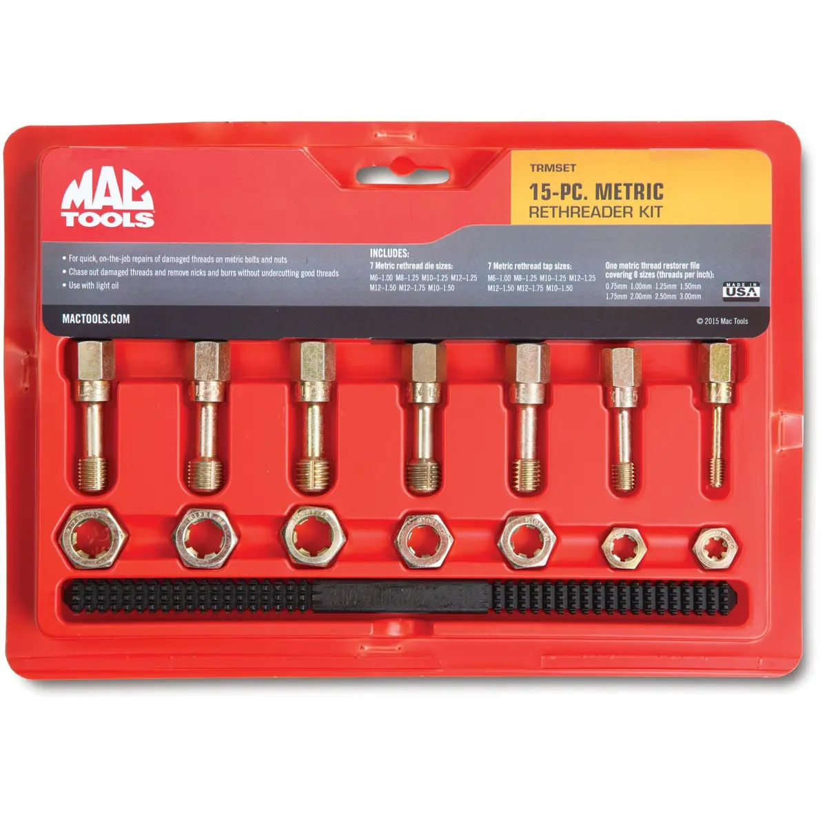 15-Pc. Metric Rethreader Tap, Die, And File Set 1