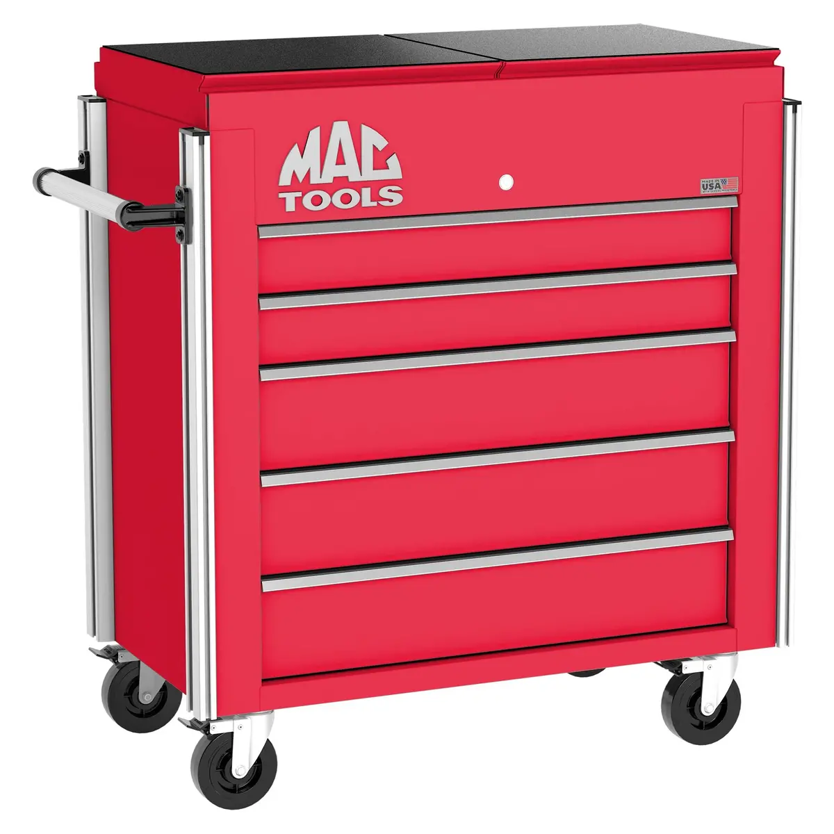 5-Drawer Utility Cart W/ Split Sliding Lid - Firebrick Red 1
