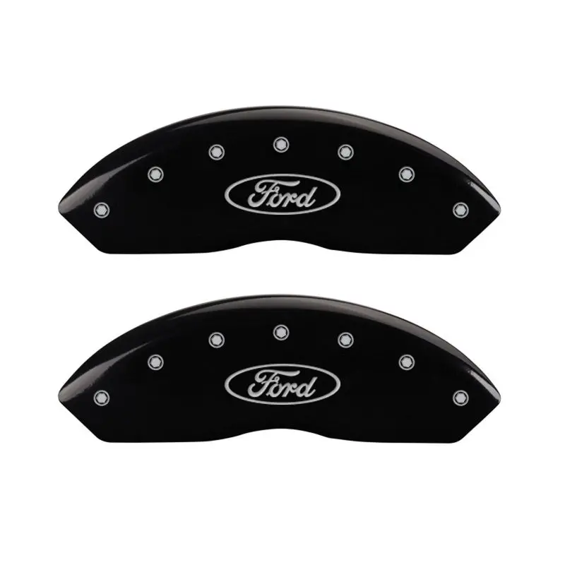 Mgp Engraved 4-Piston Caliper Covers — Front & Rear, Oval Logo, Ford Black Finish With Silver Accent 1