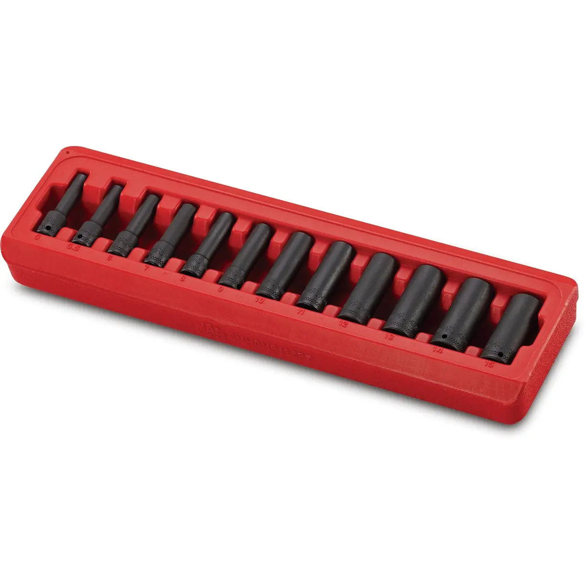 12-Pc. 1/4" Drive Metric Magnetic Impact Socket Set - 6-Pt. 1