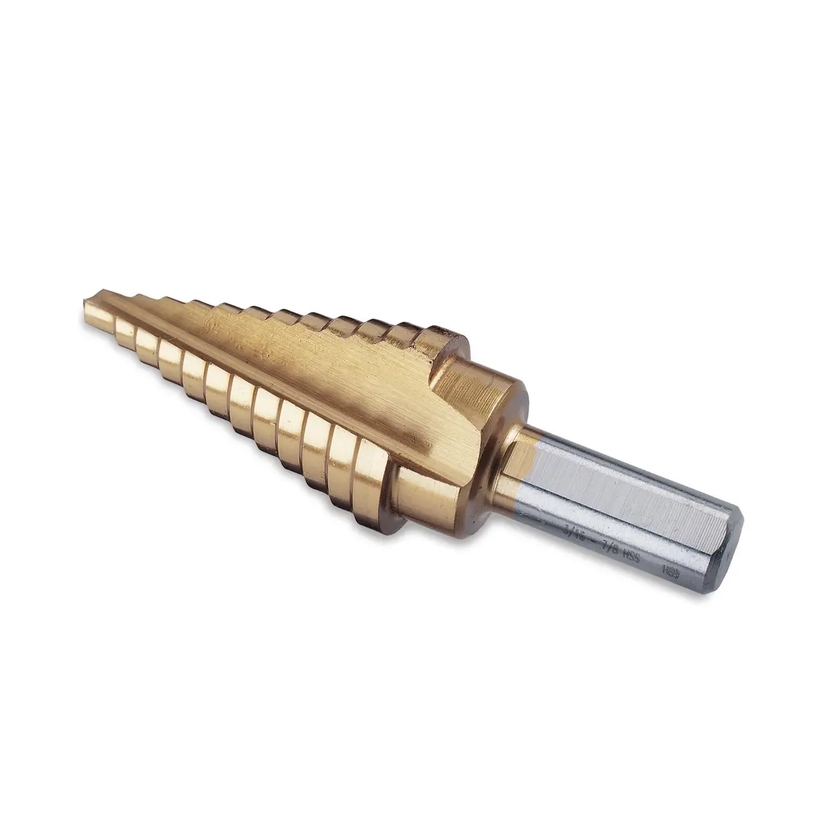 Titanium-Nitride Coated Stepped Drill Bit 3/16" - 7/8" (12 Steps) 1