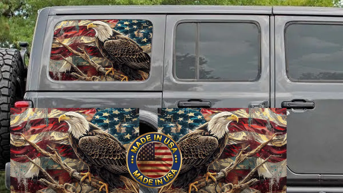 Eagle With The Flag  Rear Quarter Window See Through Graphic 1