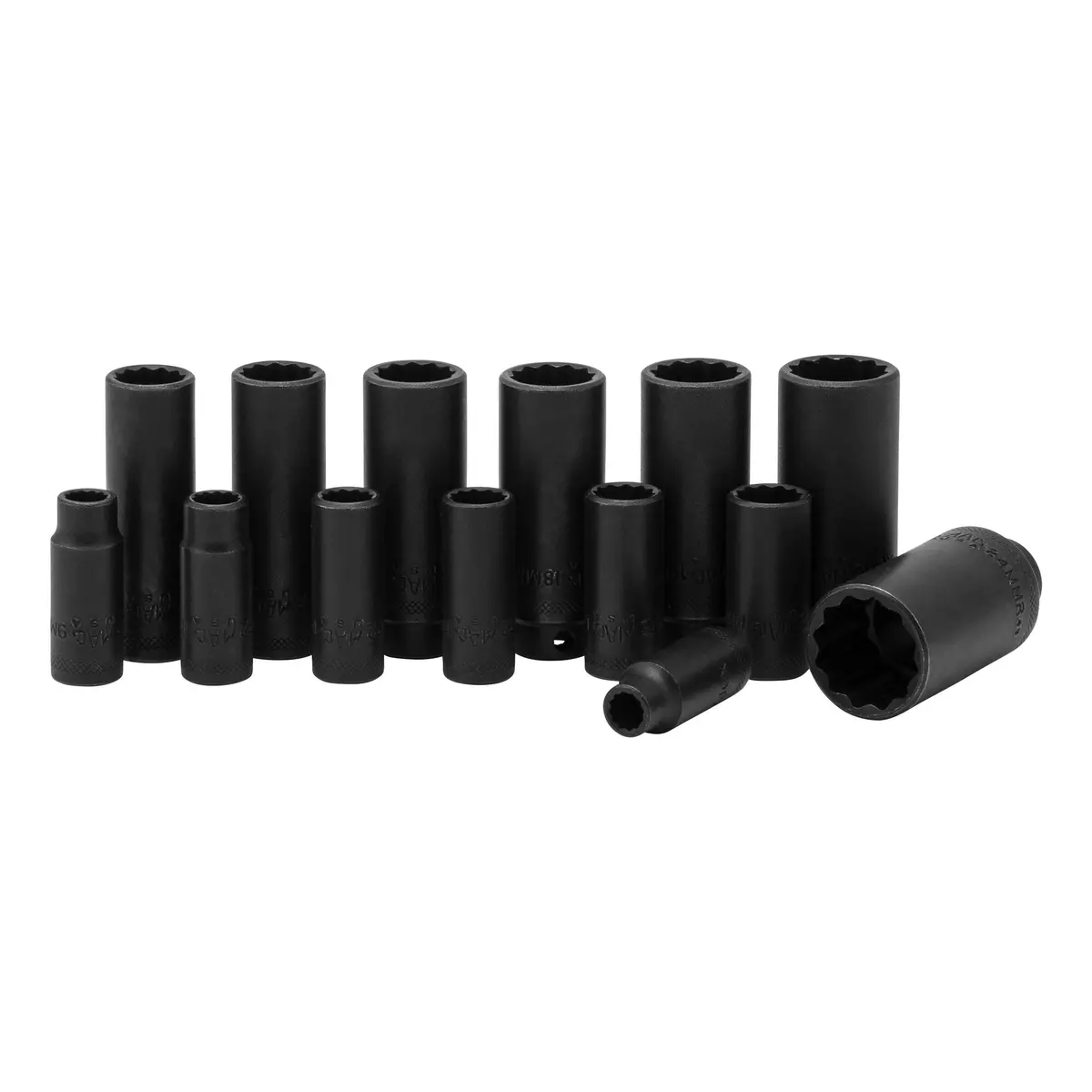 Socket Set, Deep Impact Metric In Metal Tray 3/8" Drive - 14-Pc. – 12-Pt. 1