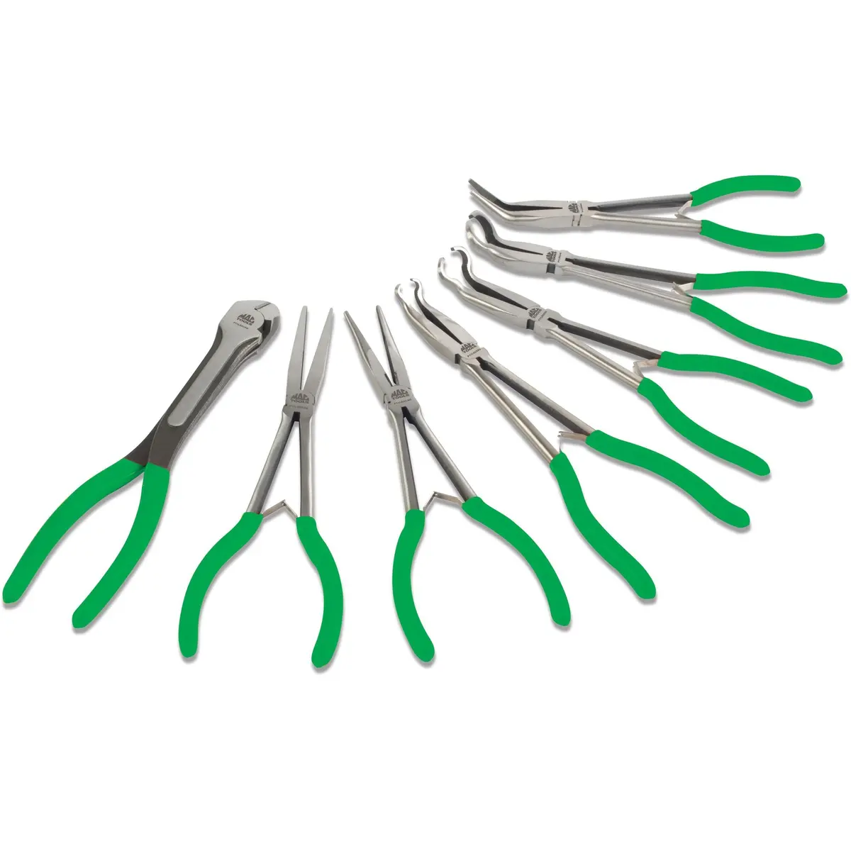 7-Pc. Combination Long-Reach Pliers Set - Green 1