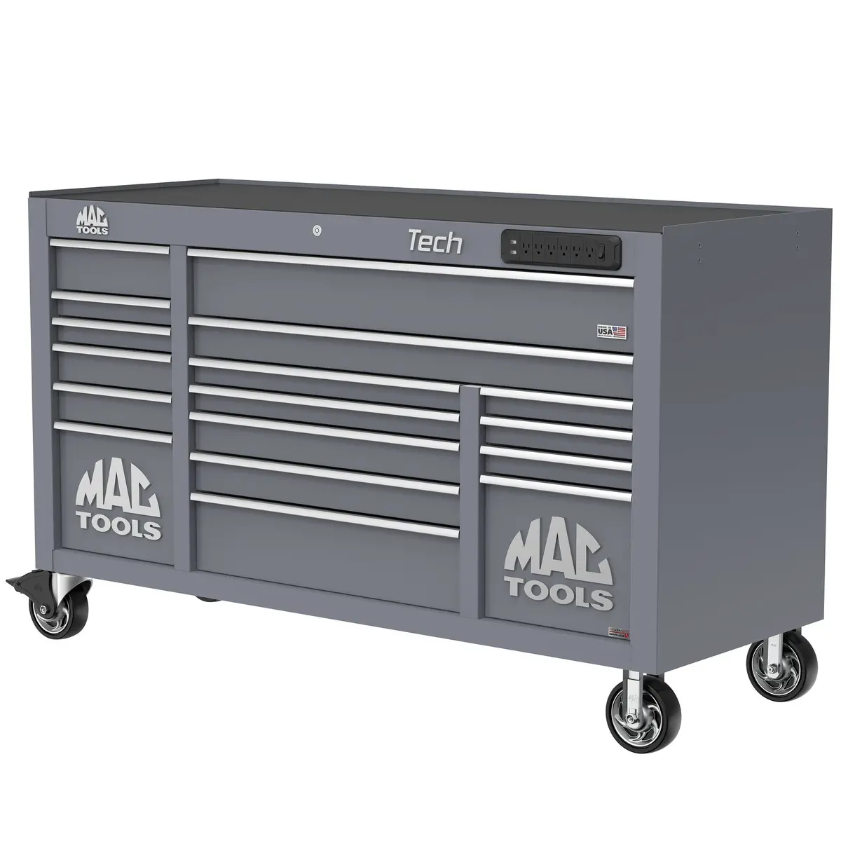 Tech™ Series 16-Drawer Workstation With Powertech™ Drawer - Carbon Gray 1
