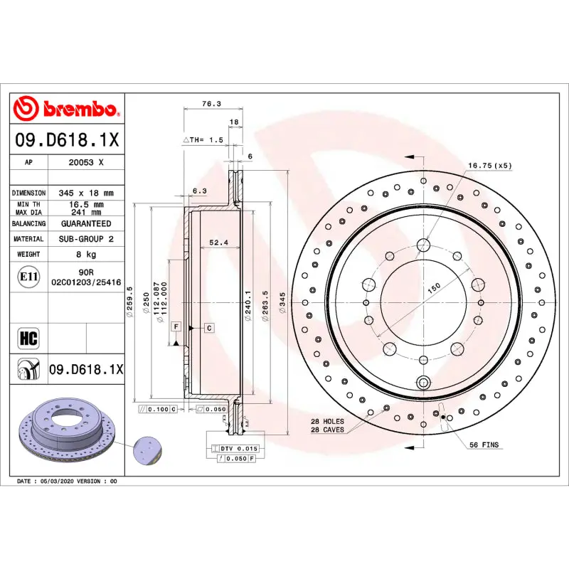 Brembo Uv-Coated Front Brake Rotors For Infiniti Qx60, Nissan Murano & Pathfinder 1