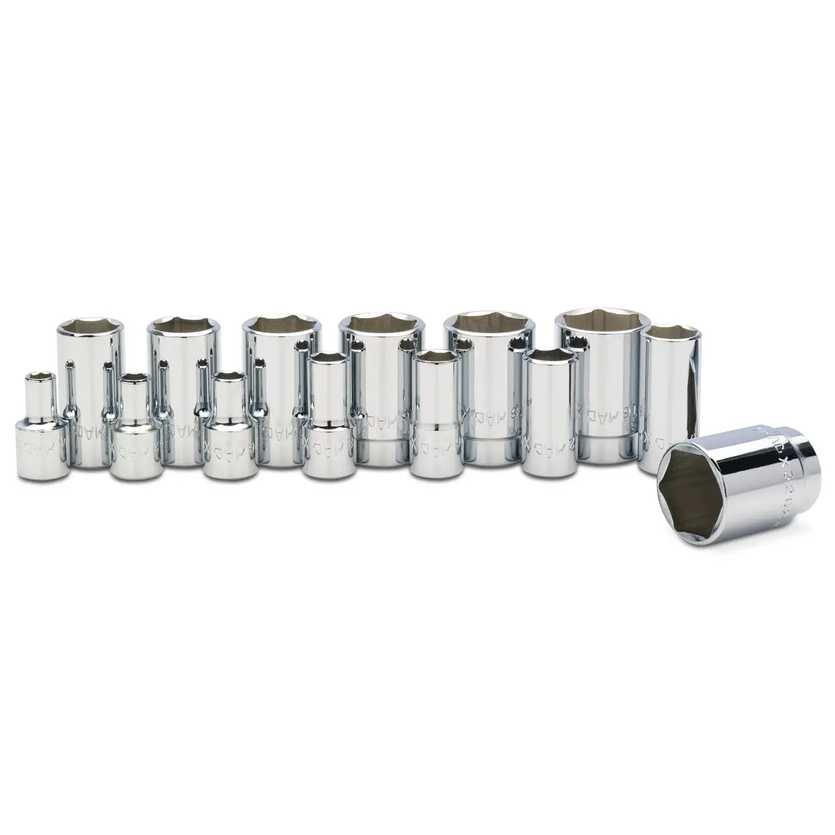 Socket Set, Intermediate Sae In Metal Tray 3/8" Drive - 14-Pc. 1