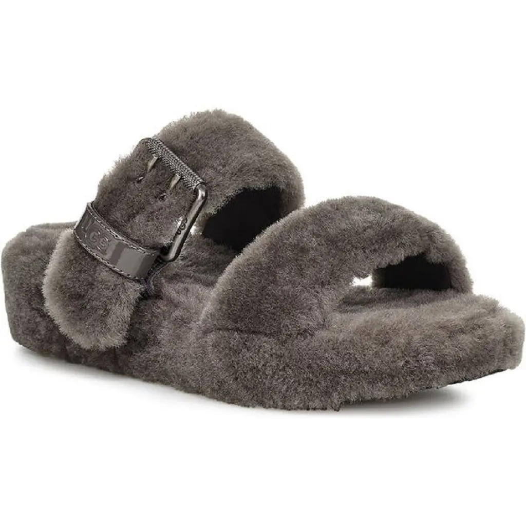 Ugg Women's Fuzz Yeah Slides - Charcoal 1