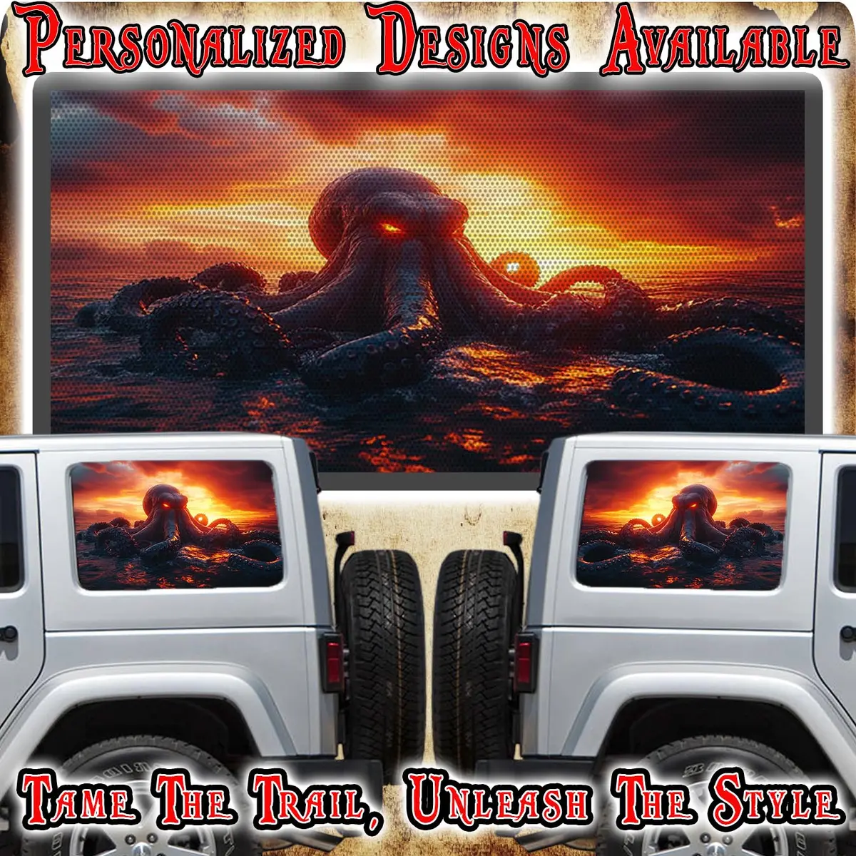 Kraken Sunset Rear Quarter Window See Through Graphic. 1