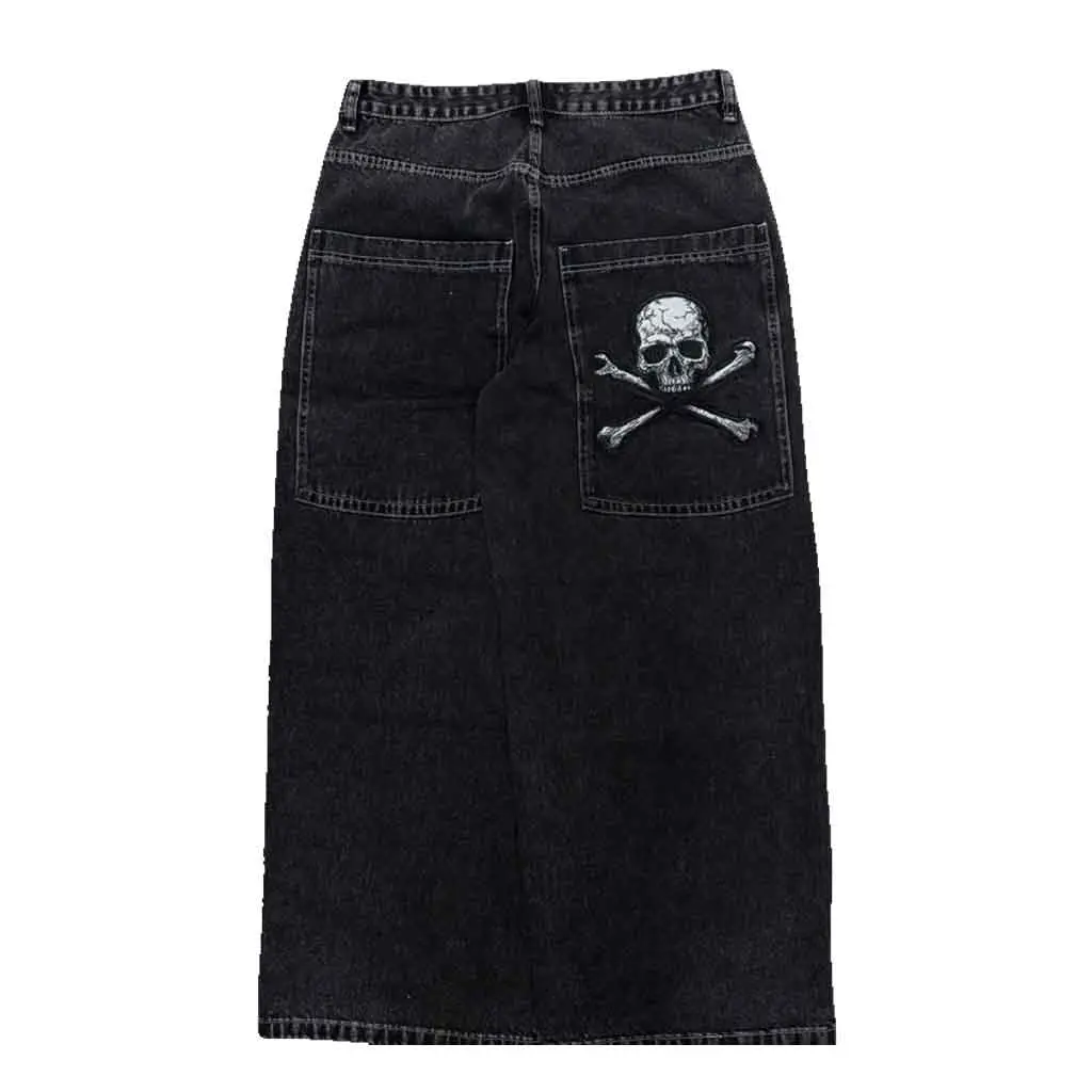 Gloe Products Wide Leg - Skull Bones Jeans - Black 1