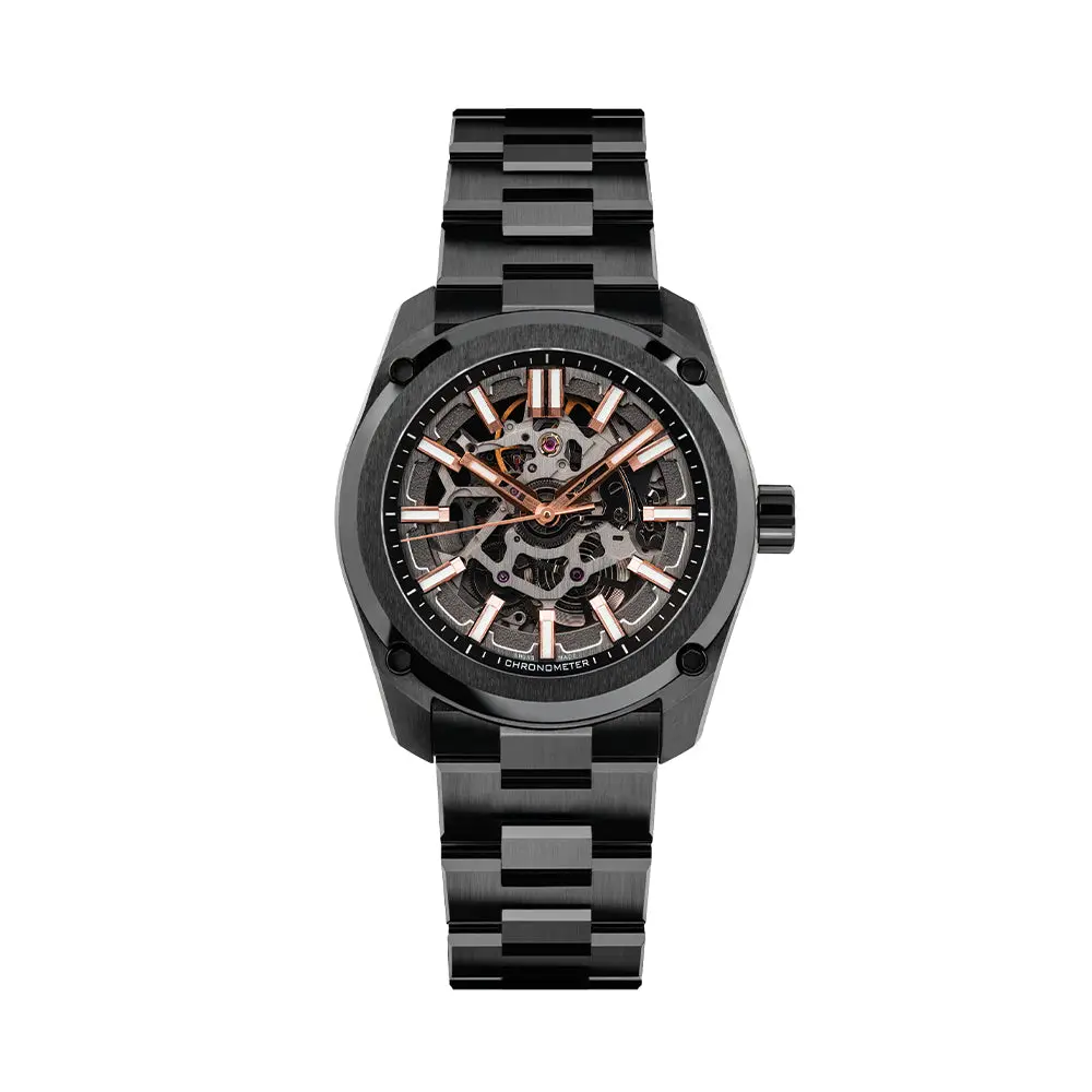 Essence Ceramica Skeleton Cosc 41Mm - Black And Gold-Tone On Bracelet 1