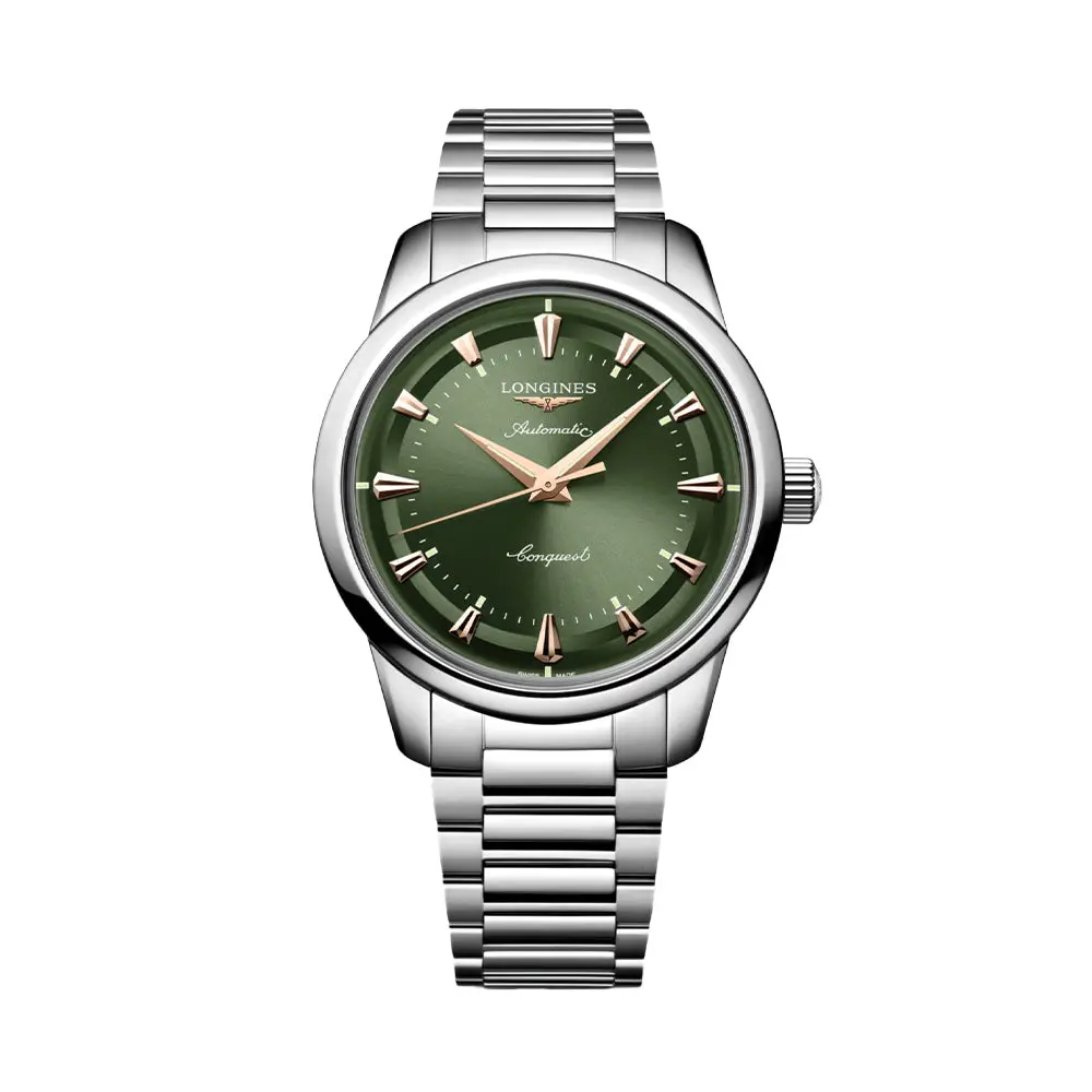 Conquest Heritage 40Mm - Green On Bracelet 1