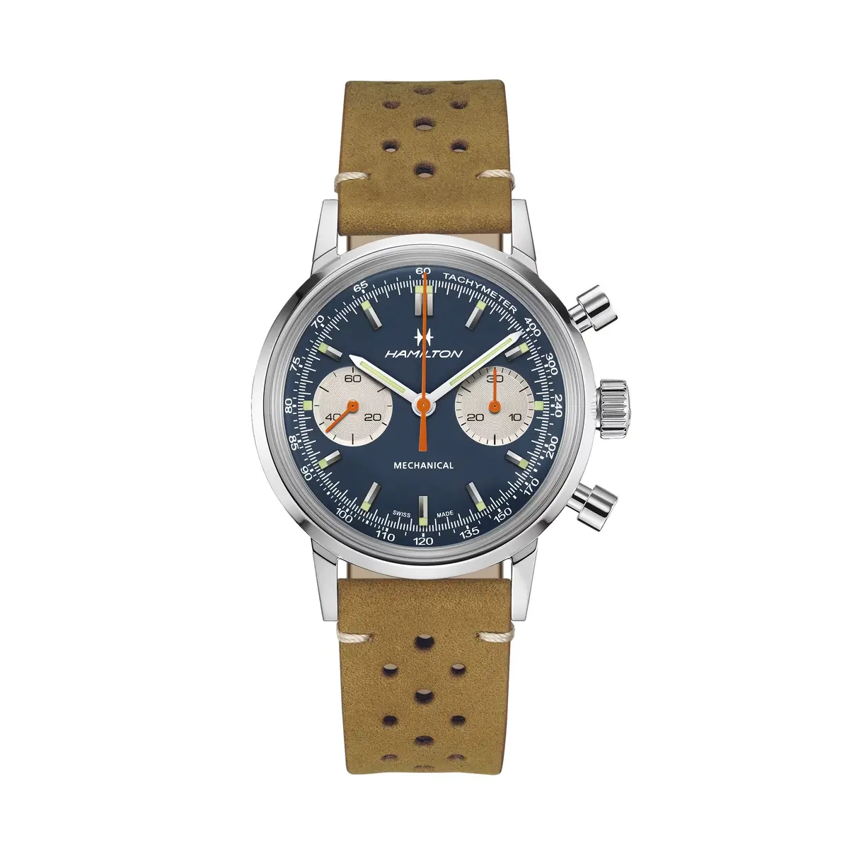 American Classic Intra-Matic Chronograph H 40Mm - Blue On Leather Strap W/ Extra Bracelet 1