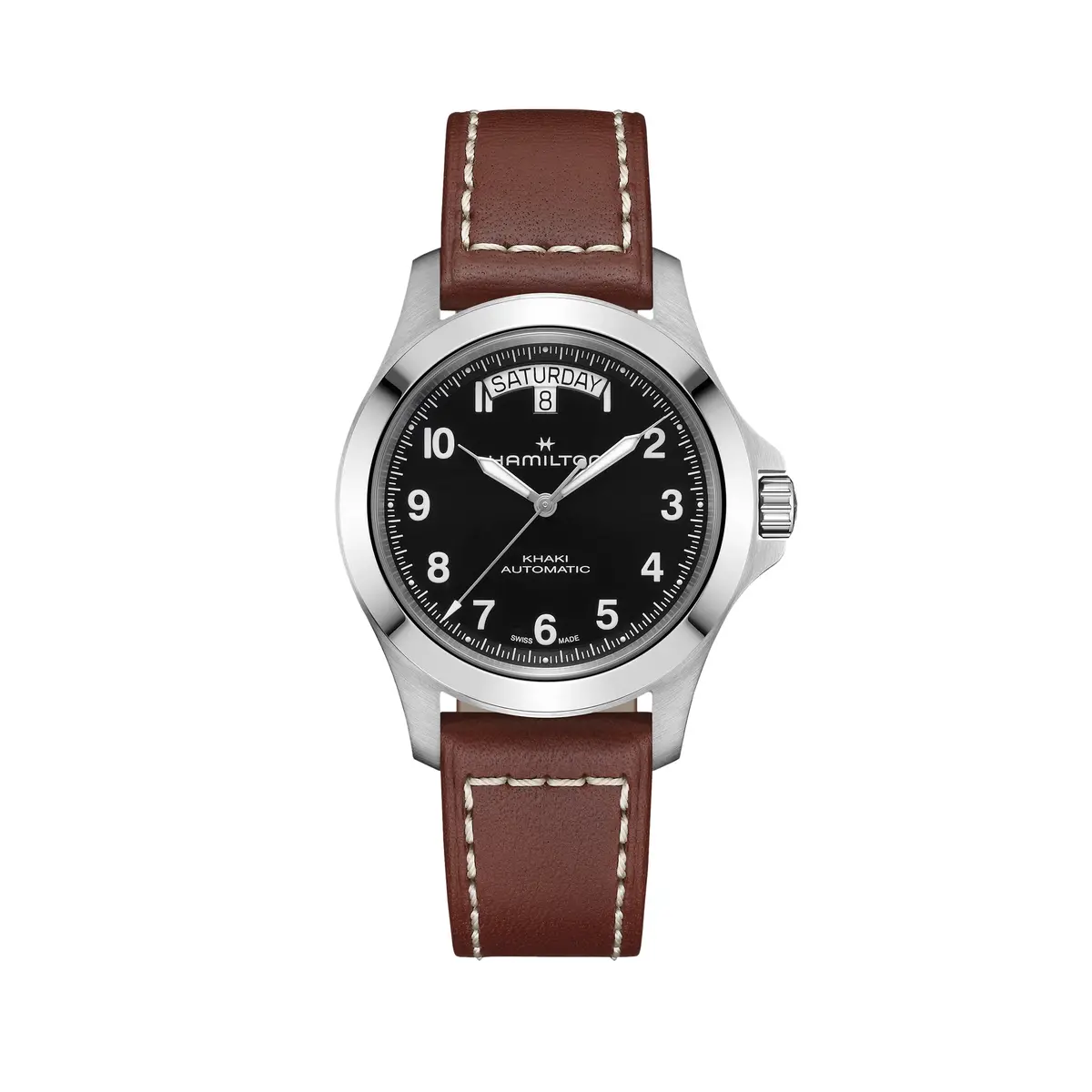 Khaki Field Auto 40Mm - Black On Brown Leather Strap 1