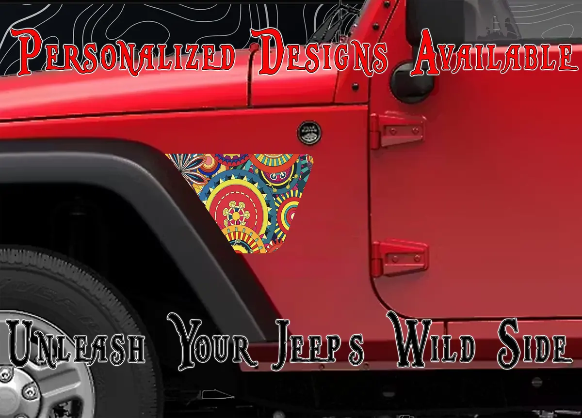 Hippy Pattern Jk Fender Decals Fits 2007-2018 1