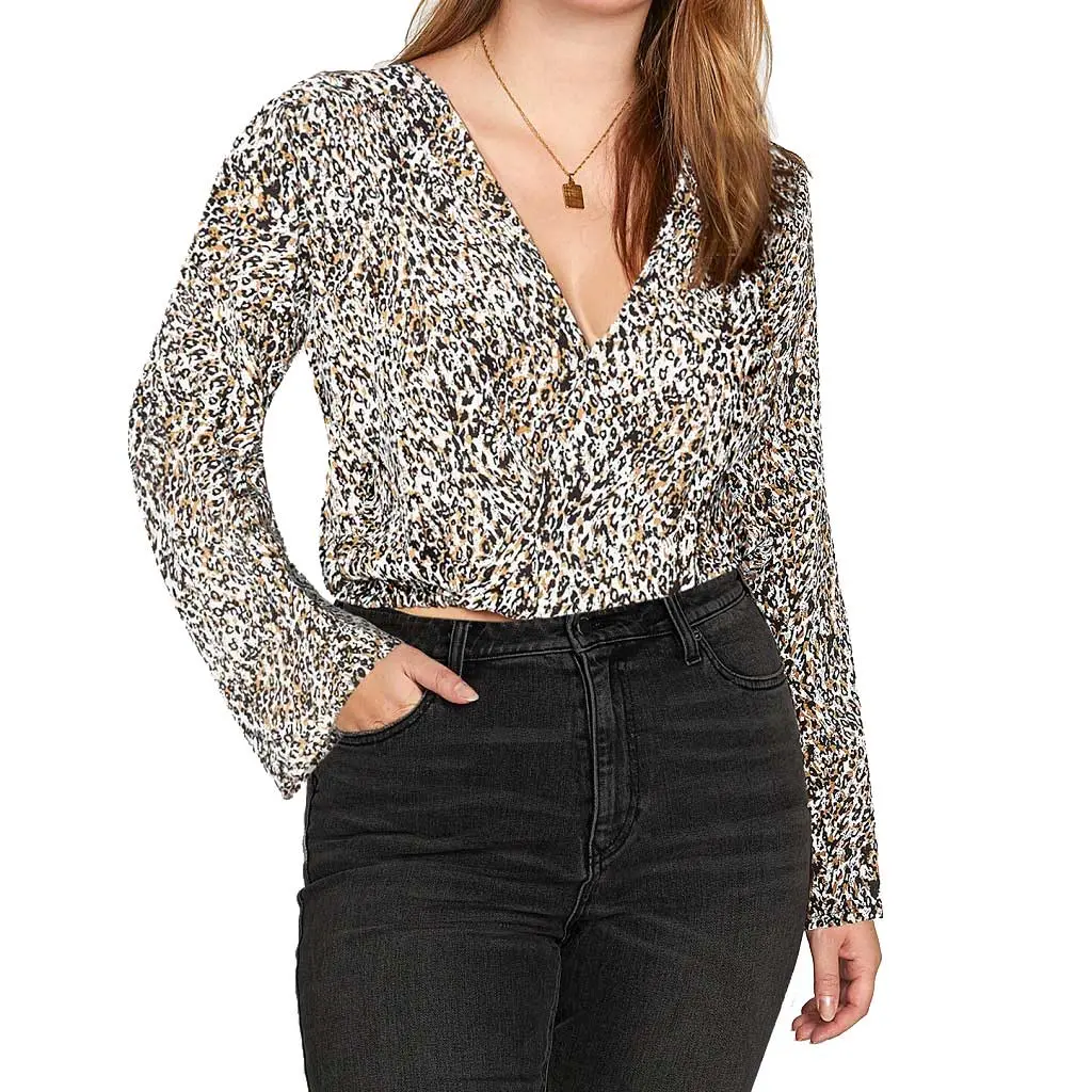 Volcom Women's I'm A Leo L/S Top - Leopard 1