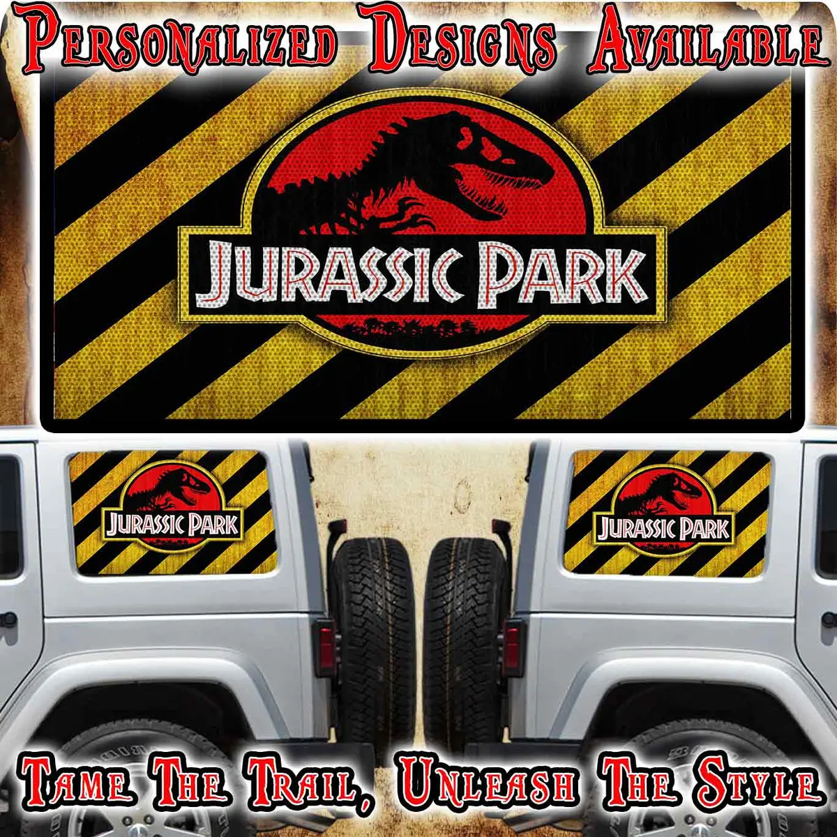 Jurassic Park Rear Quarter Window See Through Graphic. 1