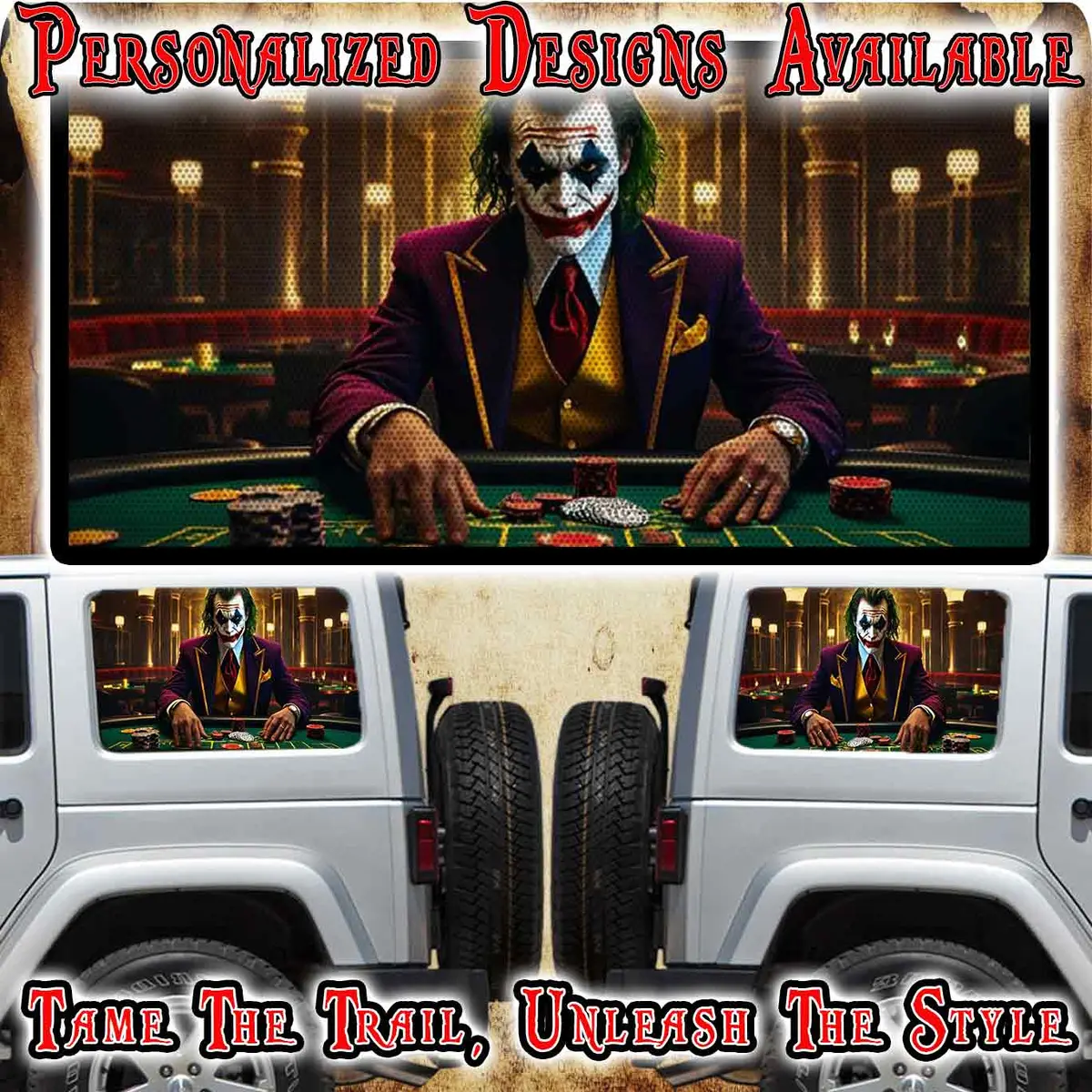 Joker Web Print Rear Quarter Window See Through Graphic. 1