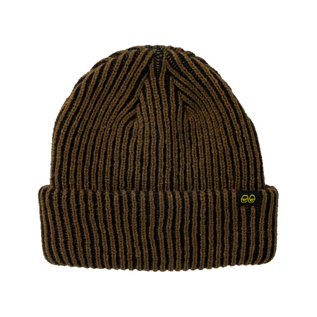 Krooked Eyes Clip Cuff Beanie - Brown/Black 1
