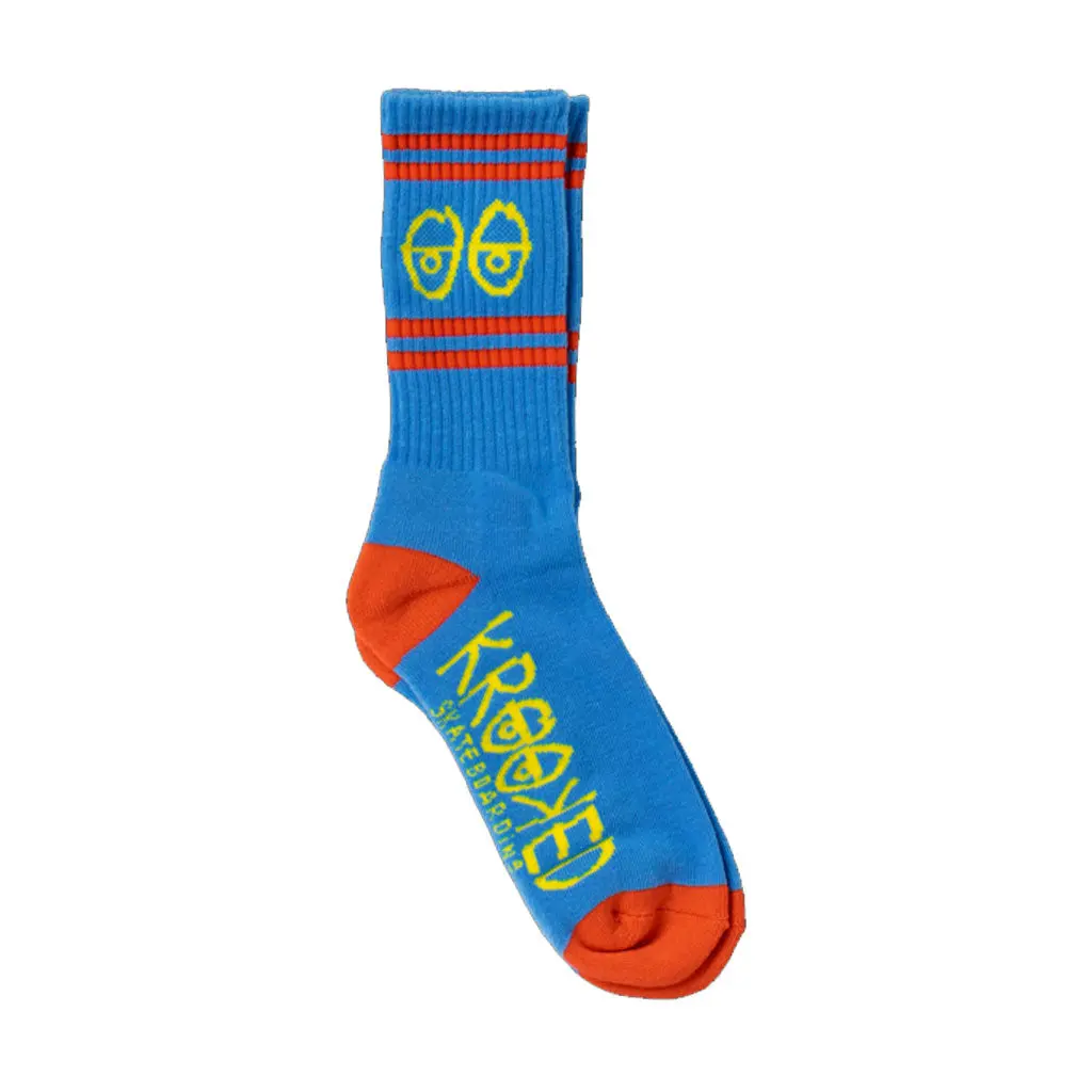 Krooked Eyes Sock - Light Blue/Red 1