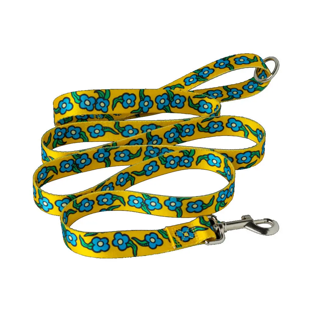 Krooked Flowers Dog Leash - Yellow 1