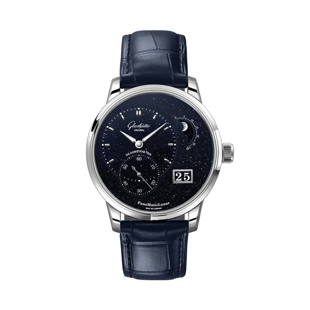 Panomaticlunar Platinum Automatic Limited Edition 40Mm - Blue On Leather Strap 1