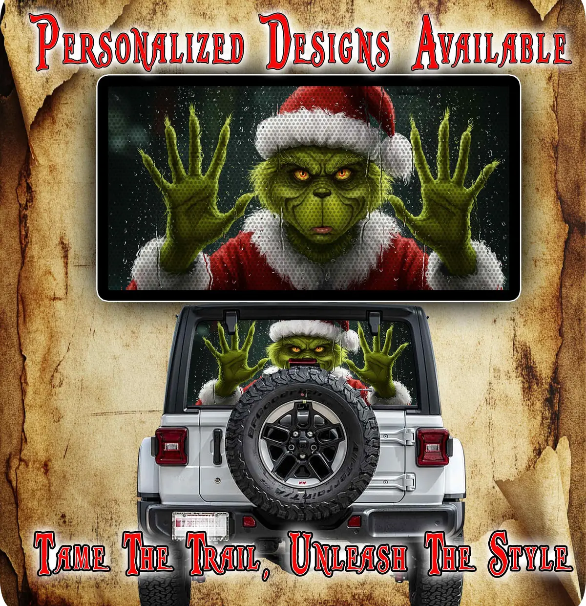 Let Me Out Grinch Rear Window See Through Graphic. 1