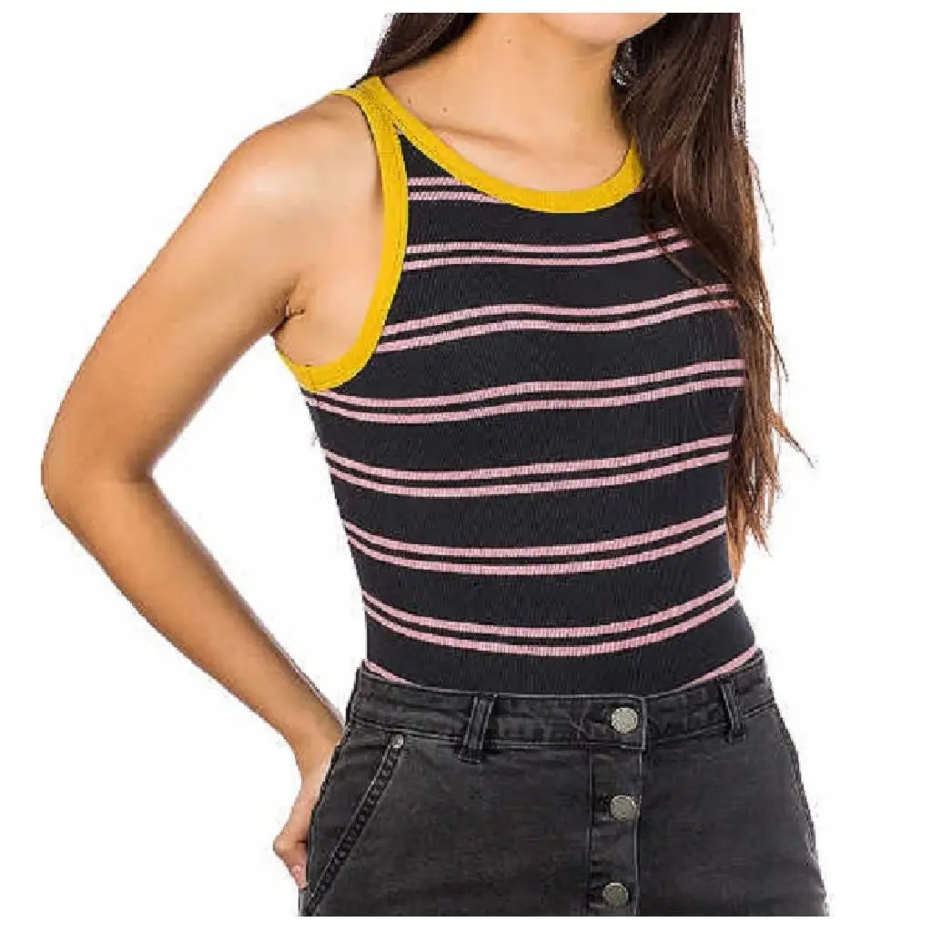 Vans Women's Lizzie Stripe Bodysuit - Black/Gold/Palm 1