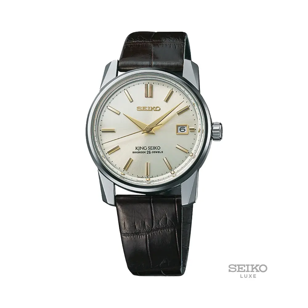 Sje087 King Seiko Limited Edition 38.1Mm - Silver On Leather Strap 1