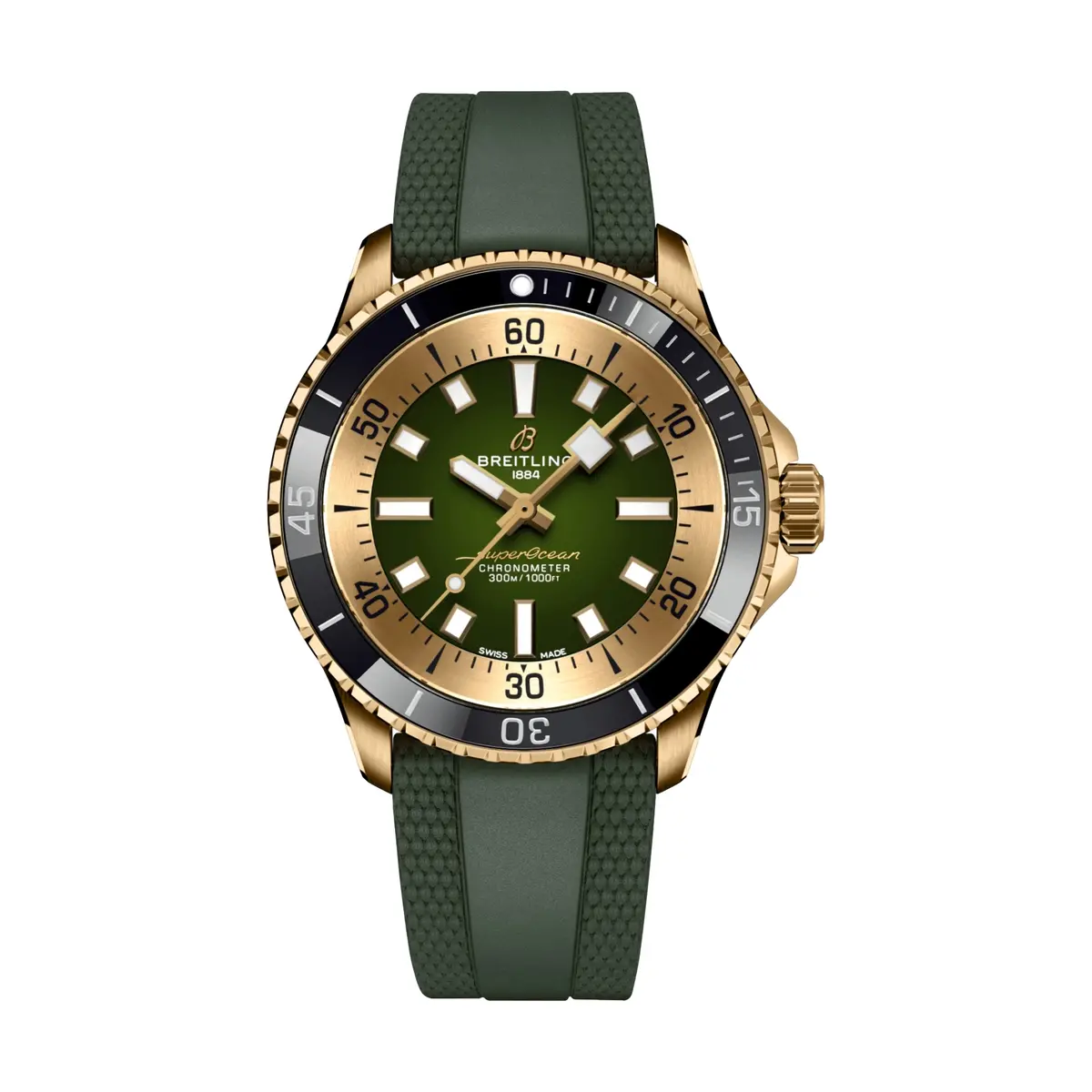 Superocean Automatic Bronze 42Mm - Green On Rubber Strap 1