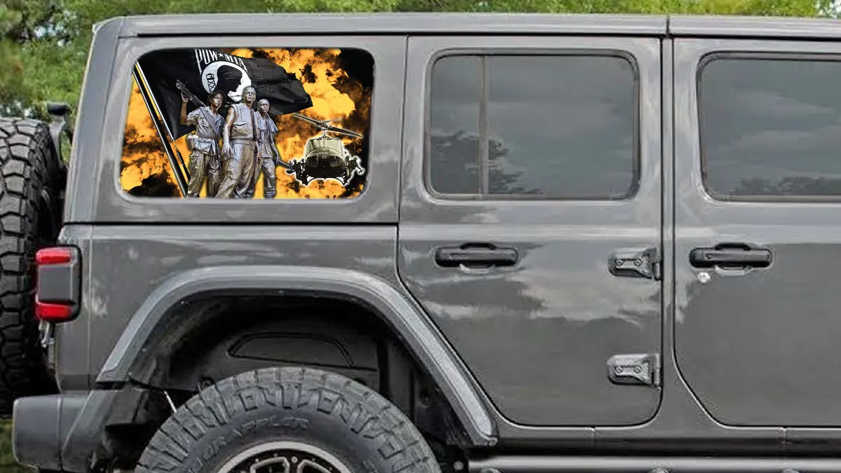 Pow Mia Rear Quarter Window See Through Graphic. 1