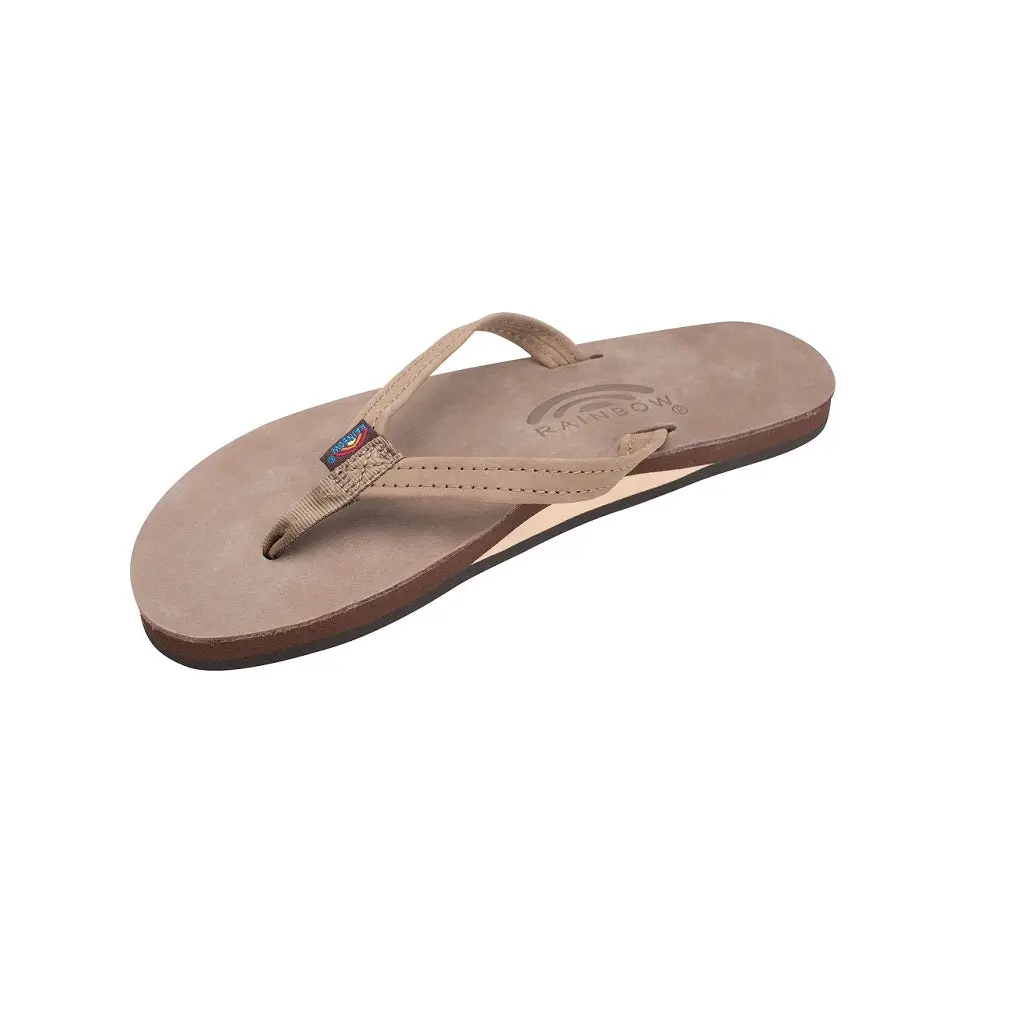 Rainbow Women's Single Layer Premier Leather Narrow Strap With Arch Support  - Dark Brown 1