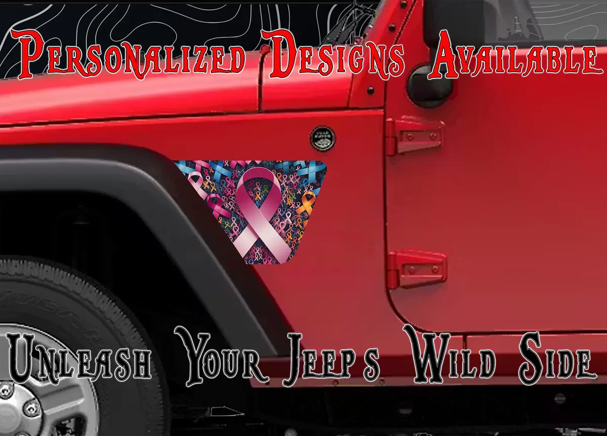 No One Fights Alone Cancer Awareness Jk Fender Decals Fits 2007-2018 1